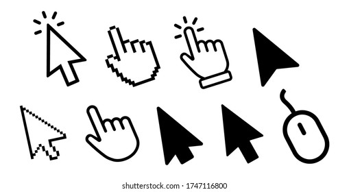 Vector cursors icons click set