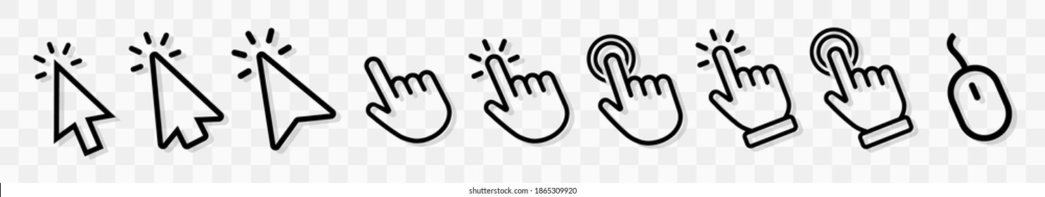 Vector cursors icons click set