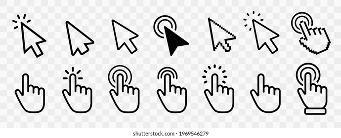 Vector cursors icons click set