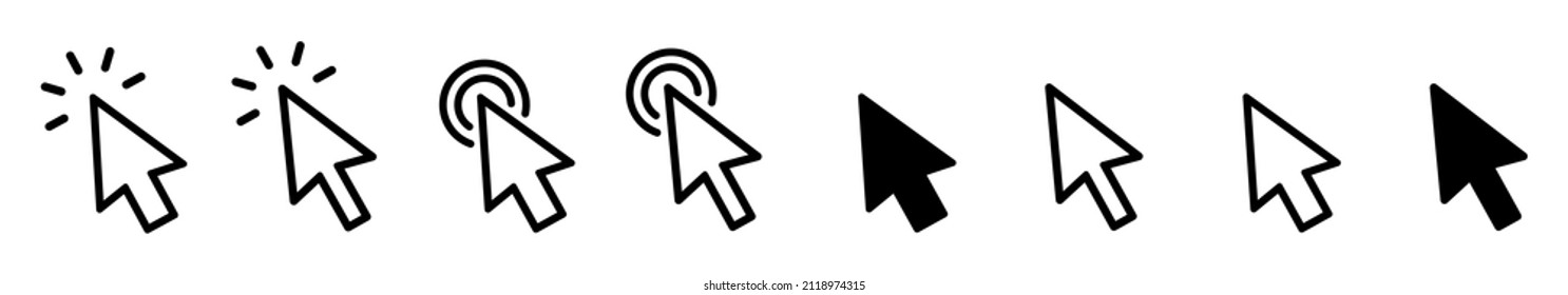 Vector cursors icons click set