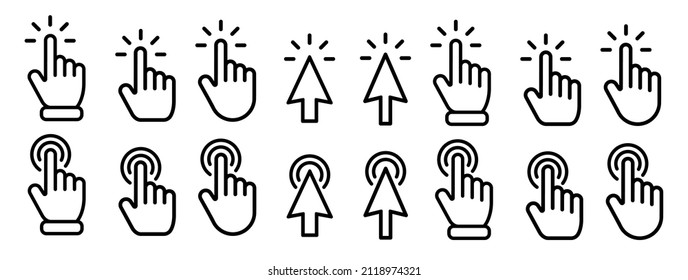 Vector cursors icons click set