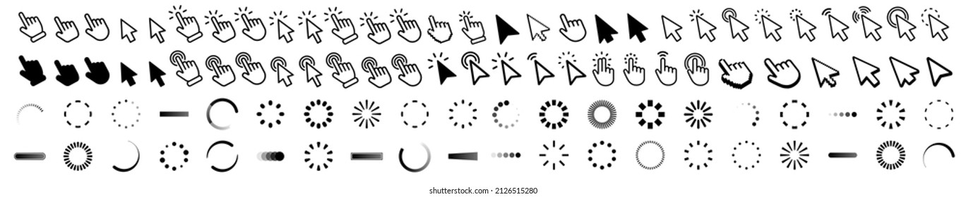 Vector cursors icons click set