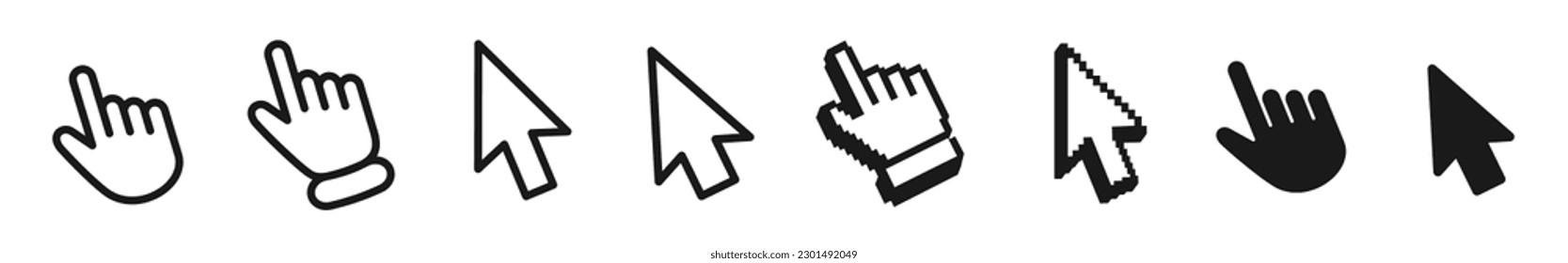 Vector cursors icons click set