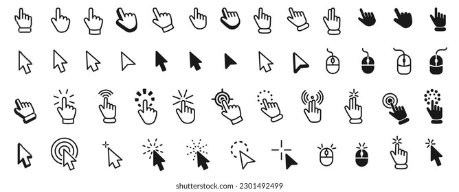 Vector cursors icons click set