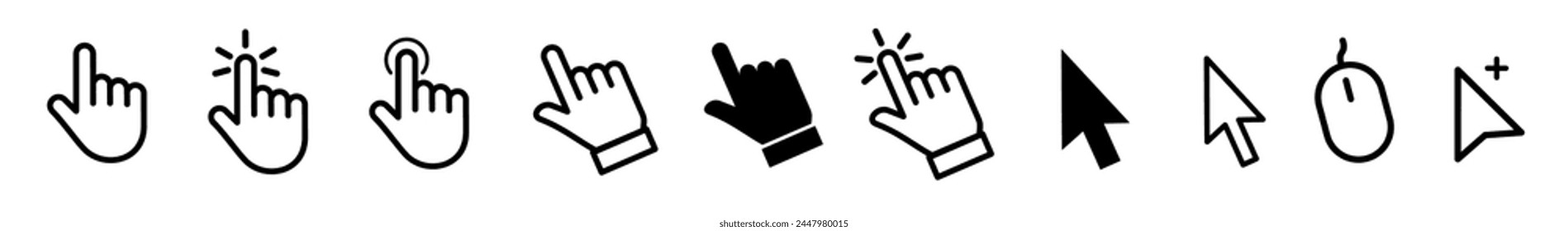Vector cursors icons click set