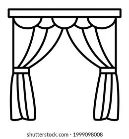 Diseño de iconos de contorno de cortinas vectoriales

