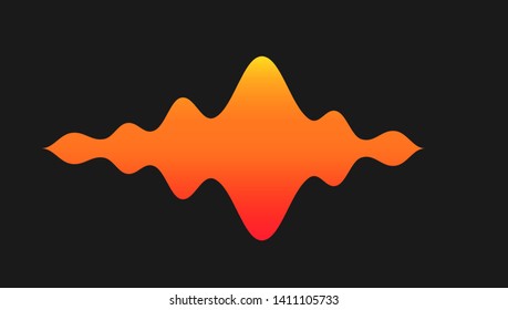 Vector curve radio wave. Music audio frequency, voice line waveform, electronic radio signal, volume level symbol. 