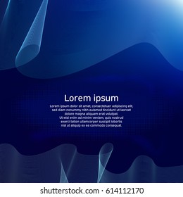 Vector curved decoration on a dark halftone background. Vector wave lines.