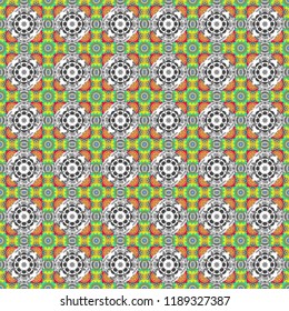 Vector curved doodling background. Ethnic colorful doodle texture in white, gray and yellow colors. Mehndi design. Tracery seamless pattern.