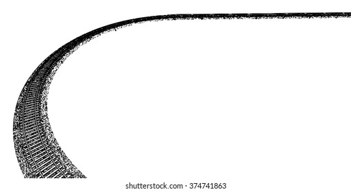 Vector Curved endless Train track. Sketch of Curved Train track. Outlines. 6