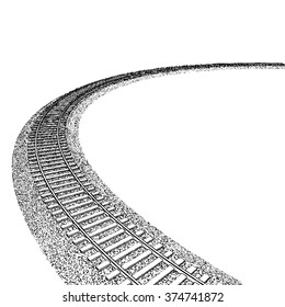 Vector Curved endless Train track. Sketch of Curved Train track. Outlines. 1