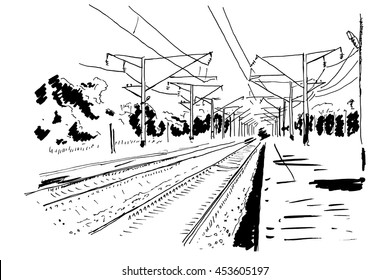 Train Tracks Sketch Stock Illustrations, Images & Vectors | Shutterstock