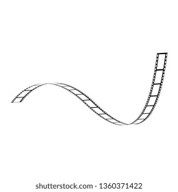 Vector curved film strip. Movie production tape, vintage cinematography symbol. Retro photography equipment, analog photo and video cameras object. Film-roll for entertainment design