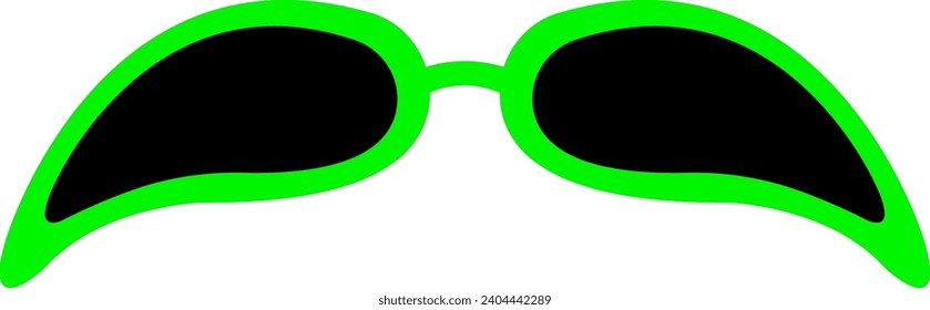 Vector of curved green glasses like an alien