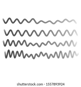 Vector curved line collection, design element isolated on white, monochrome wavy stripes