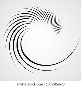Vector Curved Lines . Design Element . Black Spiral Stripes . Used as Banner . Template , Logo .
