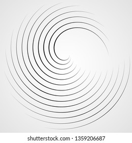 Vector Curved Lines . Design Element . Black Spiral Stripes . Used as Banner . Template , Logo .