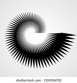 Vector Curved Lines . Design Element . Black Spiral Stripes . Used as Banner . Template , Logo .