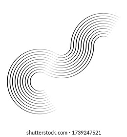 Vector Curved Lines . Design Element . Round Black Painted Stroke . Used as Banner , Infographic . Template , Logo . 