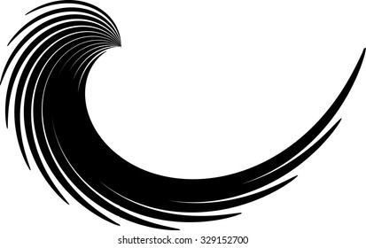 Vector curved Lines . Design Element . Black Painted Stroke . Used as Banner . Template , Logo .