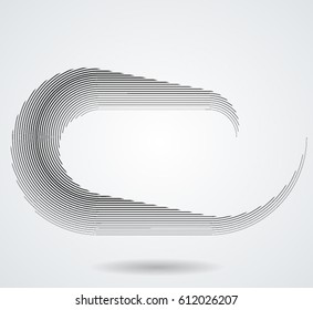 Vector Curved Lines . Design Element . Black Painted Stroke . Used as Banner . Template , Logo .