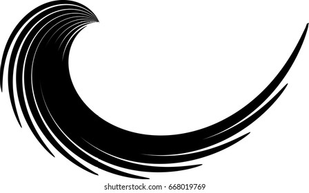 Vector Curved Lines . Design Element . Black Painted Stroke . Used as Banner . Template , Logo .