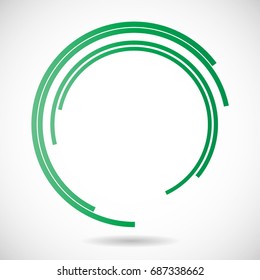 Vector Curved Lines . Design Element in circle form. green Painted Stroke . Used as Banner . Template , Round Logo .