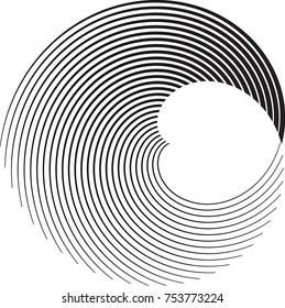 Vector Curved Lines . Design Element . Black Painted Stroke . Used as Banner . Template , Movement Logo .