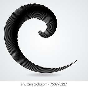 Vector Curved Lines . Design Element . Black Painted Stroke . Used as Banner . Template , Movement Logo .