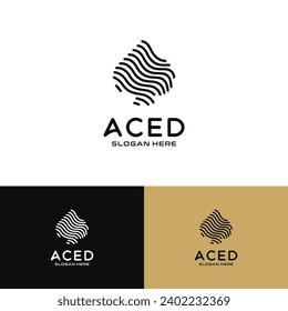 Vector curved lines in the shape of an ace card or poker logo design