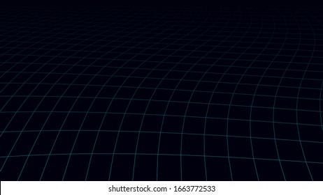 Cuadrícula de perspectiva curva vectorial. Líneas detalladas que forman un fondo abstracto