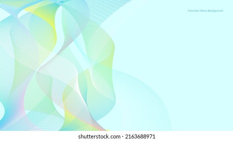 Vector curved ribbons of many lines on one side of the image. Futuristic soft color background for business presentations and covers
