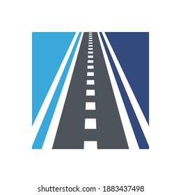 Vector curved road logo combination. Highway and speedway symbol.
