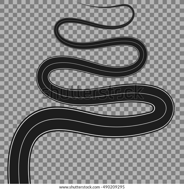 Vector Curved Road on Transparent Background.\
Highway with White Road\
Marking