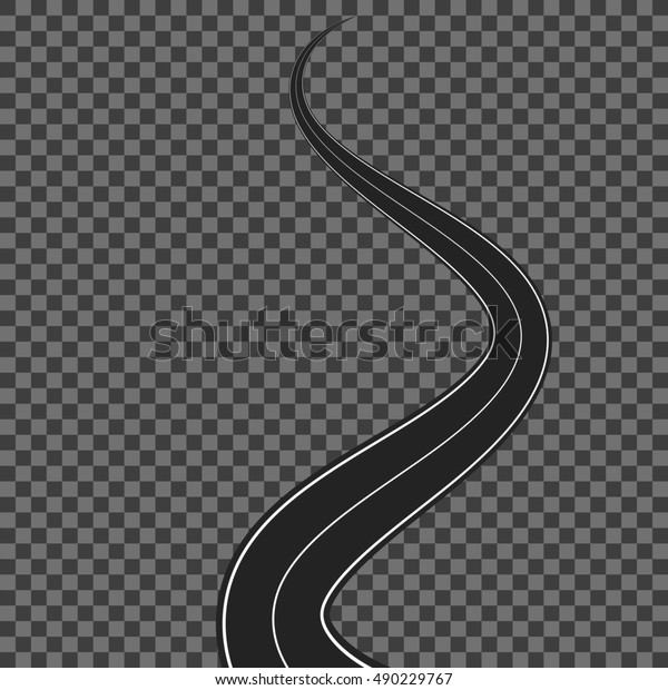 Vector Curved Road on Transparent Background.\
Highway with White Road\
Marking