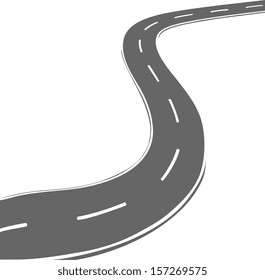 Carretera curva vectorial. Estilo de línea simple
