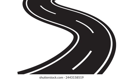  Vector Curved road with white lines. Vector illustration. EPS 10