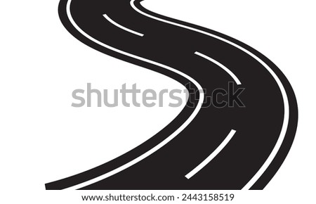  Vector Curved road with white lines. Vector illustration. EPS 10