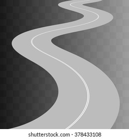 Vector  Curved road with white markings on transparent. illustration 8