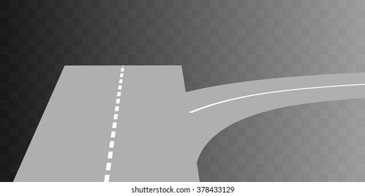 Vector  Curved road with white markings on transparent. illustration 5