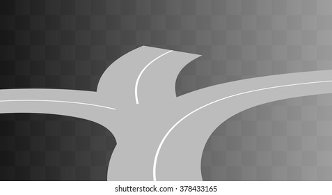 Vector  Curved road with white markings on transparent. illustration 3