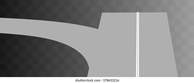 Vector  Curved road with white markings on transparent. illustration 6
