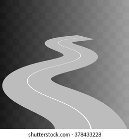Vector  Curved road with white markings on transparent. illustration 9