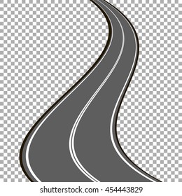 Vector curved road with white markings