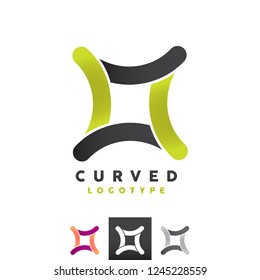 Vector Curved Square Diamond Symmetric Curved Fabric Professional Business Logo Icon Branding