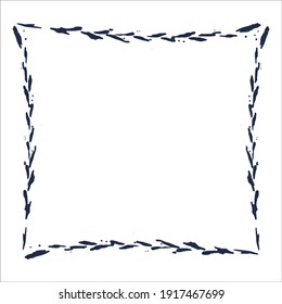 Vector curved square frame with space for text made of black strokes, spikelets on white background. Quote text info design. Template for social networks stories and posts.