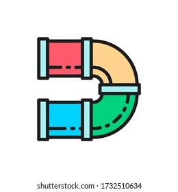 Vector curved tunnel for playground flat color line icon.