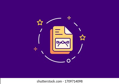 Vector curves file AI or EPS icon in flat line style. Design concept of vector illustration isolated on dark color background for website and mobile apps.