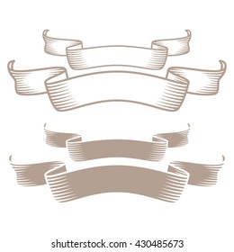 Vector curvy ribbons on white background