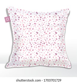 Vector Cushion or Pillow with Terrazzo, Rock, Granite or Stone Pattern Printed